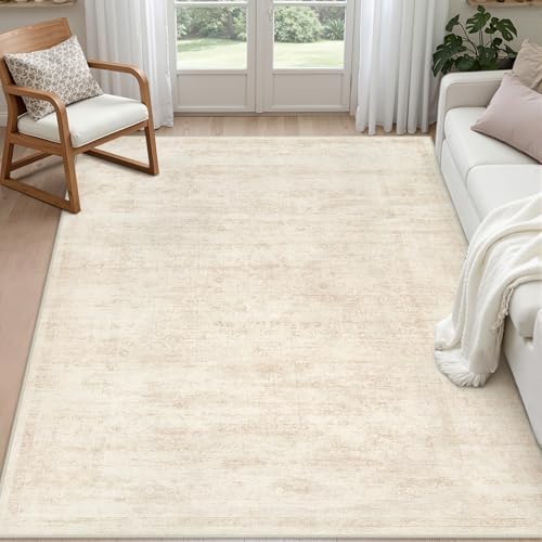 6x6 Area Rugs Living Room: Bedroom Washable Carpet Retro Beige
