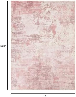 UERMEI 6x9 Area Rug Living Room Rugs - Washable Neutral Modern Abstract Soft Thin Large Rug Indoor Floor No Slip Rug Carpet for Bedroom Under Dining Table Home Office Decor - Pink