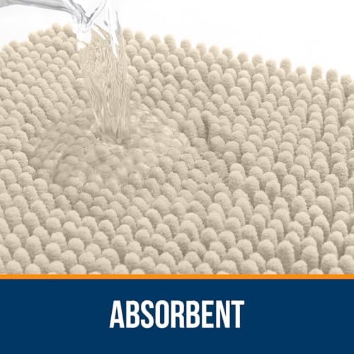 OLANLY Large Bathroom Rugs 59x35, Extra Soft Absorbent Chenille Bath Rugs