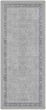 Bavni 2X5 Washable Hallway Runner Rug, Boho VintageDamask Non Slip