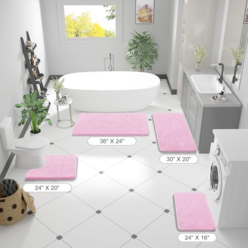 OLANLY Large Bathroom Rugs 40x32, Extra Soft Absorbent Chenille Bath Rugs