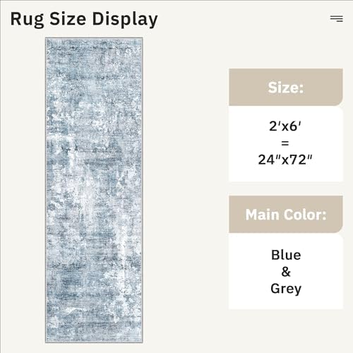 Soalmost Abstratc Runner Rug 2x6 Washable Kitchen Hallway Runners Blue/Grey