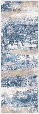 BEIMO 2x10 Runner Rug for Hallway, Blue Cream Washable Abstract Rug