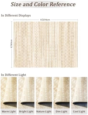 Miukiki 6x9 Area Rug Washable Non Slip Rug for Living Room Beige