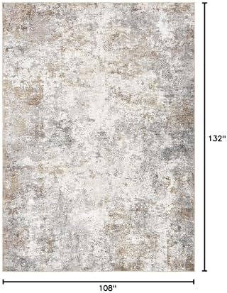 UERMEI 9x13 Area Rug Living Room Rugs Washable Neutral Brown Grey Carpet