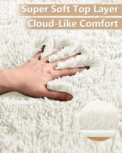 Smiry Round Area Rugs for Living Room Bedroom 4x4 ft, Fluffy Carpet
