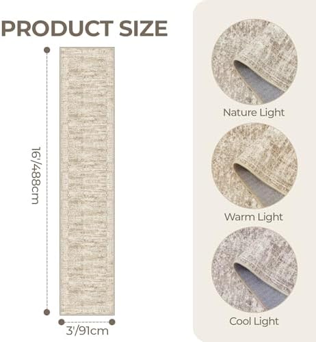 3x16 Runner Rug Non Slip,Washable Hallway Runner Rug,Brown
