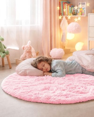 Smiry Round Area Rugs for Living Room Bedroom 9x9 ft, Fluffy Carpet