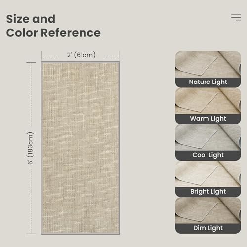 Valenrug 2x6 Hallway Runner Rug, High-Low Pile Textured Washable Rug Beige