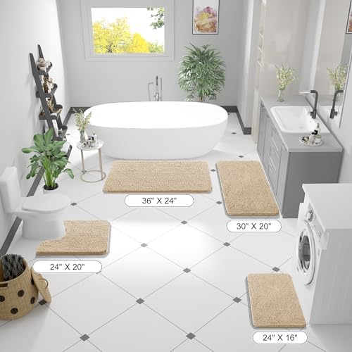 OLANLY Bathroom Runner Rugs 40x24, Extra Soft Absorbent Chenille Bath Rugs