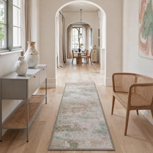 BEIMO Area Rugs 10x14 for Living Room, Pink Green Washable Abstract Rug