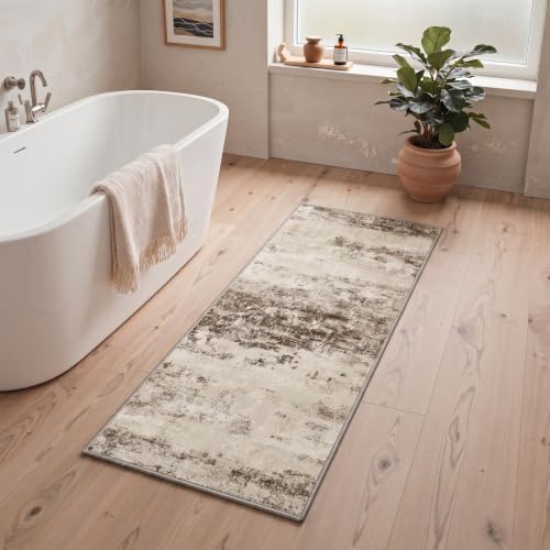 BEIMO 9x12 Antique Beige Abstract Area Rug, Washable Non-Slip for Bedroom