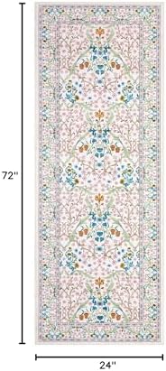 GarveeHome 2x6 Runner Rugs, Washable Rug for Hallway Pink Non Slip, Ultra-Thin Boho Soft Kitchen Runner Rug Botanical Carpet for Entryway, Laundry Room, Bedroom