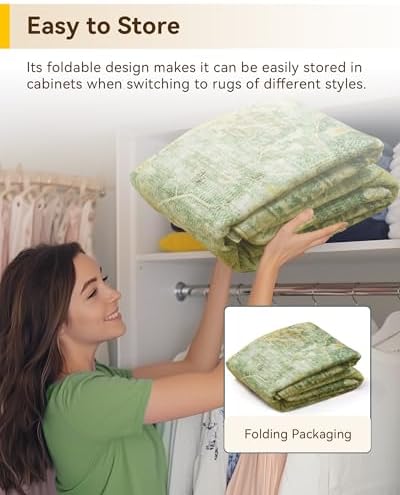 RELEANY Washable Area Rug, 7'x10', Green/Yellow