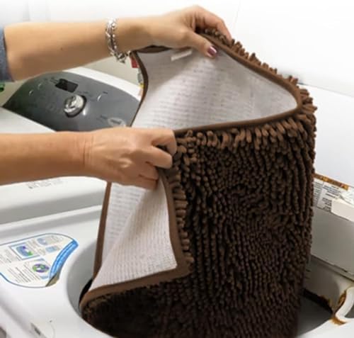 Muddy Mat® | Super Water Absorbent Door Mat Indoor, Microfiber Quick Dry Chenille Entryway Rug, Slip Resistant Front Door Mat, Indoor Mats for Entryway, Machine Washable Pet Rug, Brown 24"x36"