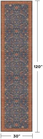 Navy Blue Washable 10 ft Long Runner for Kitchen Floor - 2'6"X10' Runner Rug for Hallway, Entryway, Pet Friendly Waterproof Non Slip with Rubber Backing, Stain Resistant Area Rug