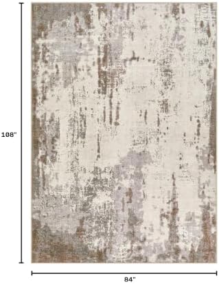 UERMEI Area Rug Living Room Rugs-Washable Neutral Modern Abstract Soft Thin Large Rug Indoor Floor No Slip Rug Carpet for Bedroom Under Dining Table Home Office Decor-Brown/Grey/Beige-7'x 9'
