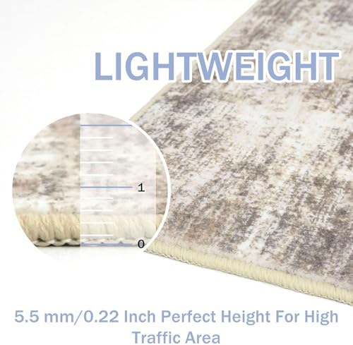 IOHOUZE Abstract Runner Rug 3x14 Ft Washable Runners for Hallways, Non Slip Kitchen Runner Printed Faux Wool Entryway Runner Indoor, Modern Abstract Floor Carpet for Hall Stair, Beige Brown
