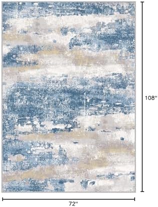 BEIMO Area Rugs 6x9 for Living Room Bedroom, Modern Abstract Machine Washable Soft Blue Rug, Floor Carpet with Non Slip Backing for Dining Room