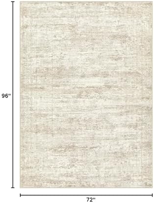 UERMEI 6x8 Area Rug Living Room Rugs - Washable Neutral Modern Abstract Soft Thin Rug Indoor Floor No Slip Rug Carpet for Bedroom Under Dining Table Home Office Decor - Beige/Brown