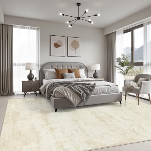 5x8 Area Rug Living Room: Modern Washable Indoor Soft Carpet Beige