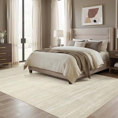 UERMEI 7x9 Washable Area Rug - Neutral Modern Abstract Living Room Rugs, Non-Slip Soft Large Indoor Floor Carpet for Bedroom Home Office & Under Dining Table Decor, Brown/Beige