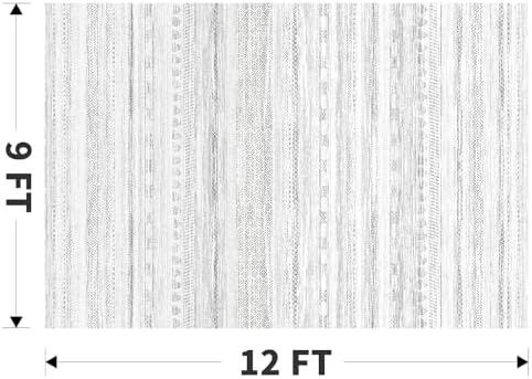9x12 Area Rugs for Living Room Machine Washable Rug Distressed Indoor Carpet Neutral Moroccan Boho Rug Ultra Soft Area Rug for Bedroom Dining Room Playroom Office, Grey