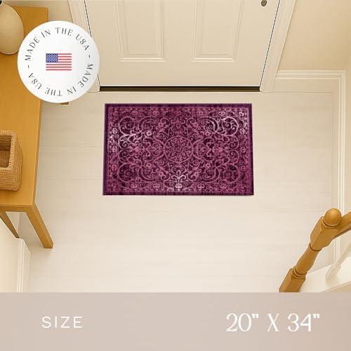 Maples Rugs Pelham Vintage Medallion Area Rugs, 1'8 x 2'10, Wineberry
