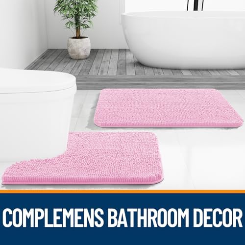 OLANLY Large Bathroom Rugs 40x32, Extra Soft Absorbent Chenille Bath Rugs