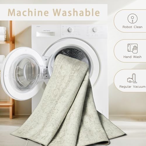 Washable Rugs 6x9 Area Rugs for Living Room,Bedroom,Dining Room-Beige Green