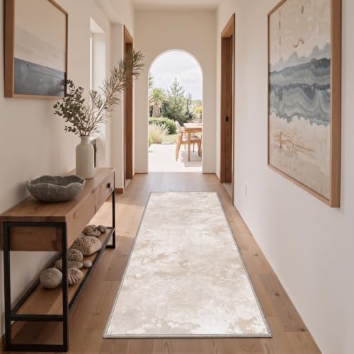 BEIMO 6x9 Area Rug for Bedroom, Beige White Washable Abstract Non Slip Rug