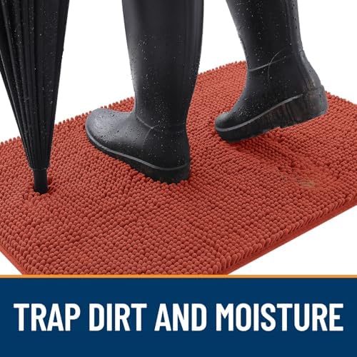 OLANLY Dog Door Mat for Muddy Paws 59x32, Super Absorbent Chenille Mud Mat