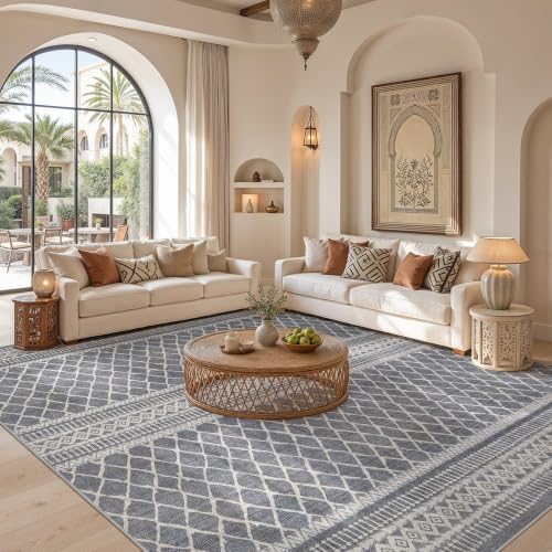 cotiled Boho 10x12 Area Rug for Living Room: Large Moroccan Washable Rug