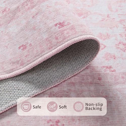 Rugxara Pink Rug 6x9 Area Rugs Washable Rug for Living Room Girls Bedroom