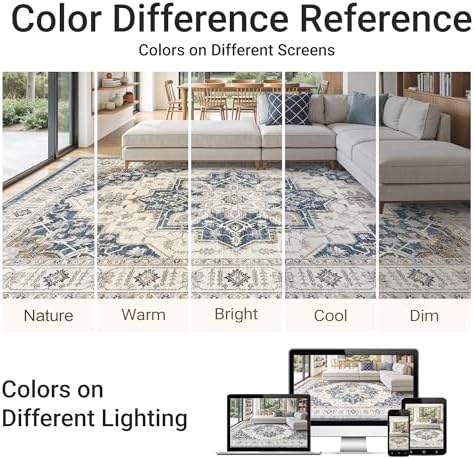 befbee Washable 5x7 Area Rug Non Slip Stain Resistant Rug for Living Room