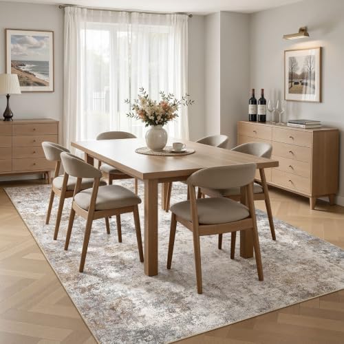 UERMEI 6x8 Area Rug Living Room Rugs Washable Neutral Brown Grey Carpet