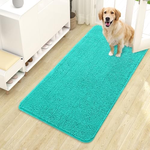 OLANLY Dog Door Mat for Muddy Paws 44x24, Super Absorbent Chenille Mud Mat