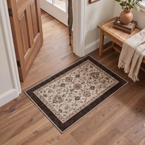 Bavni 5X7 Area Rug for Living Room, Washable Boho Vintage Floral Non Slip