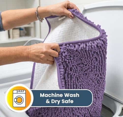 Muddy Mat® | Super Water Absorbent Door Mat Indoor, Microfiber Quick Dry Chenille Entryway Rug, Slip Resistant Front Door Mat, Indoor Mats for Entryway, Machine Washable Pet Rug, Lavender 24" x 40"