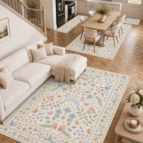 9x12 Washable Area Rug Vintage Soft Non Slip Living Room Bedroom