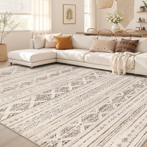 Nakagishi Boho 10x14 Area Rug Living Room Rugs Machine Washable Dark Brown