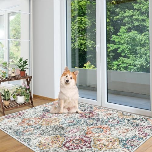 Lahome Moroccan Small Washable Area Rug, 3x5 Rug for Bedroom Living Room