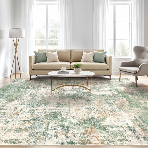 LOONGRUG Area Rug 5x7 Washable Neutral Modern Living Room Rugs Green