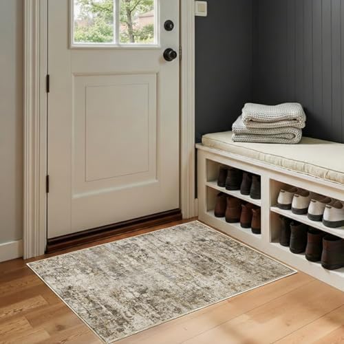 2x3 Area Rug Washable Abstract: Non Slip Throw Rugs for Entryway