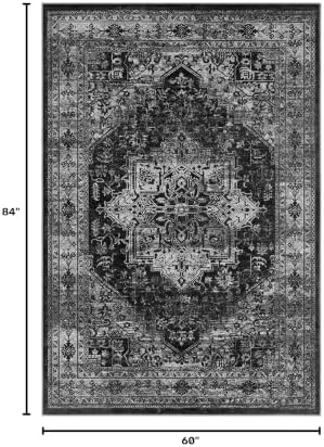 UERMEI 5x7 Area Rug Living Room Rugs - Washable Vintage Soft Large Rug Indoor Floor No Slip Rug Carpet for Bedroom Farmhouse Under Dining Table Home Office Decor - Black