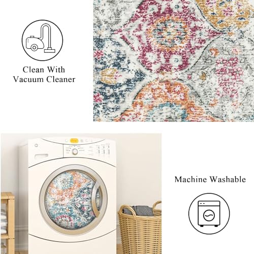 Lahome Moroccan Small Washable Area Rug, 3x5 Rug for Bedroom Living Room
