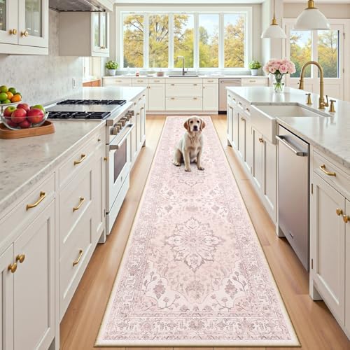 RELEANY Washable Area Rug, Runner 2'x10', Pink