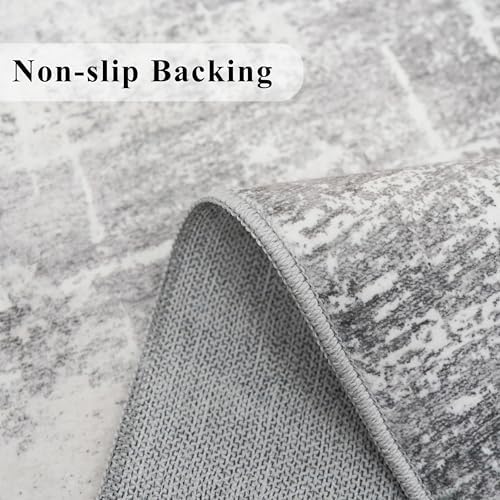 HY HAOYUNLAI Abstract 2x8 Runner: Washable Non-Slip 8ft Hallway Carpet Stain-Resistant Laundry Room Kitchen Area Rug Throw Entryway Foyer Mat Soft Living Room Bedroom Beside Runner Rug(2x8,Light/Grey)
