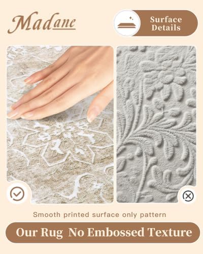 Madane 8x12 Area Rugs for Living Room, Washable Natural Rug Brown/Sand