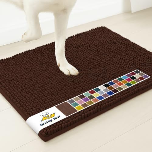 Muddy Mat® | Super Water Absorbent Door Mat Indoor, Microfiber Quick Dry Chenille Entryway Rug, Slip Resistant Front Door Mat, Indoor Mats for Entryway, Machine Washable Pet Rug, Brown 24"x36"
